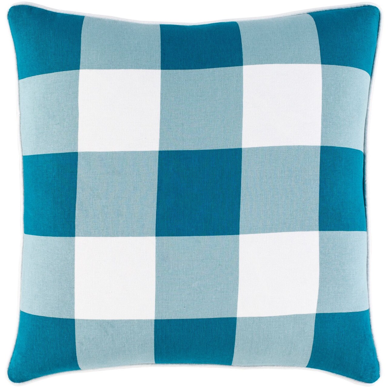 Tiwari Home 20" Teal Blue and White Checkered Screen Printed Pattern Throw Pillow Cover